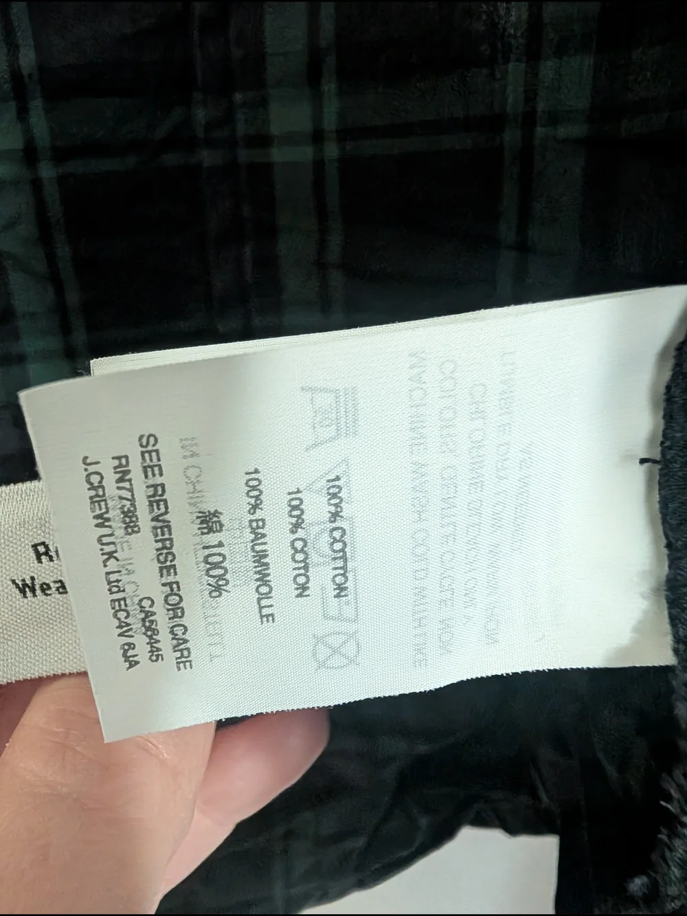 J. Crew 100% Cotton Green and Black Plaid Button-Down Shirt